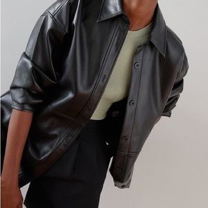🆕 BABATON Black Pelli Shirt Jacket Vegan Leather (Aritzia)